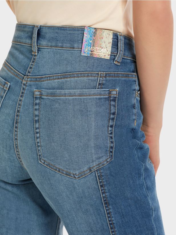 blugi fyli cu design patchwork Marc Cain albastru vintage îmbrăcăminte 4826HH754