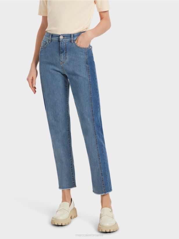 blugi fyli cu design patchwork Marc Cain albastru vintage îmbrăcăminte 4826HH754