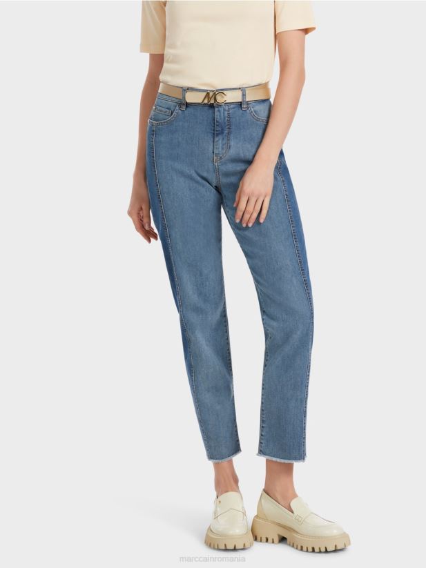 blugi fyli cu design patchwork Marc Cain albastru vintage îmbrăcăminte 4826HH754