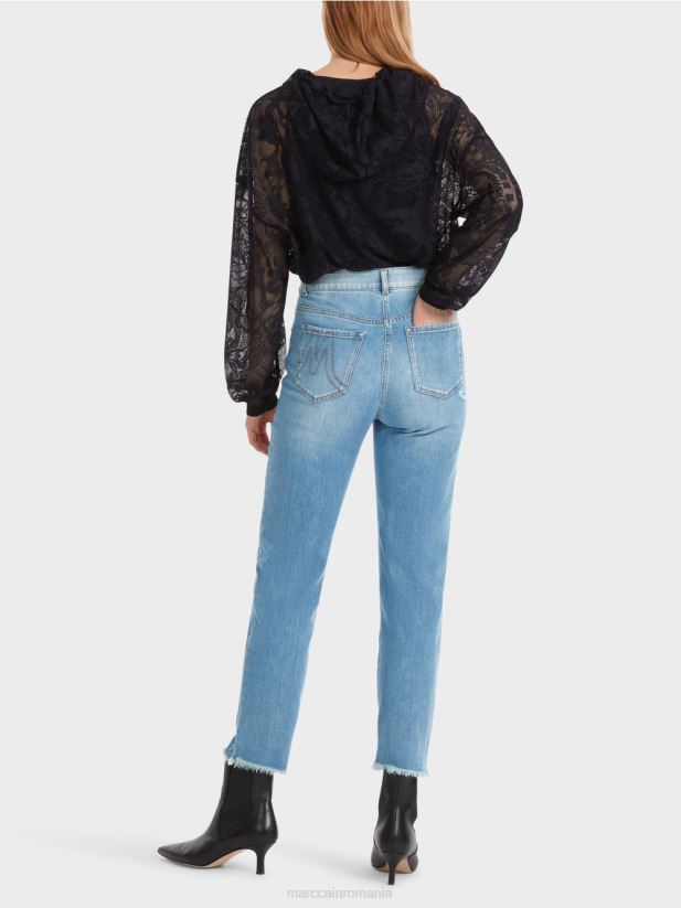 blugi fyli cu efecte distruse Marc Cain albastru vintage îmbrăcăminte 4826HH748