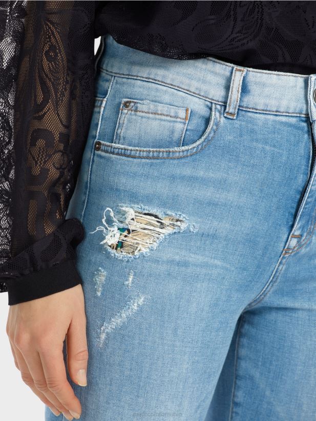 blugi fyli cu efecte distruse Marc Cain albastru vintage îmbrăcăminte 4826HH748