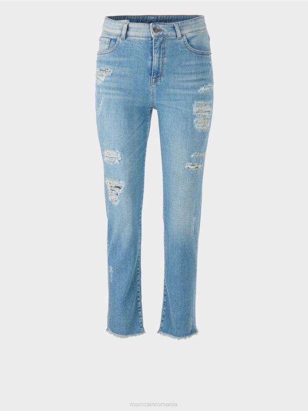 blugi fyli cu efecte distruse Marc Cain albastru vintage îmbrăcăminte 4826HH748