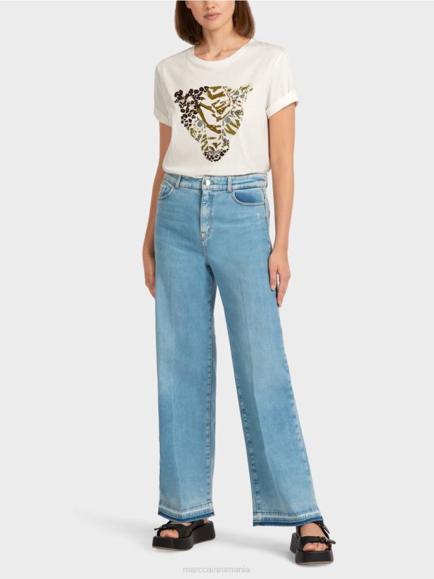 blugi „regândiți împreună”. Marc Cain albastru vintage îmbrăcăminte 4826HH808