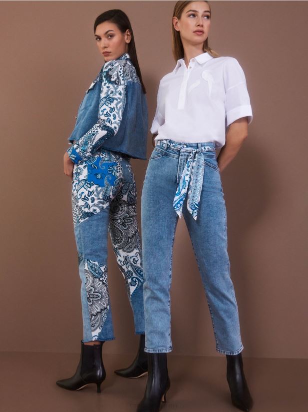 blugi riad „regândiți împreună”. Marc Cain albastru vintage îmbrăcăminte 4826HH783