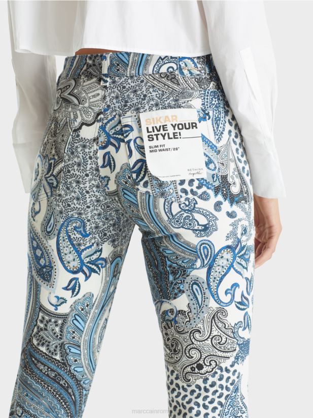 blugi sikar „regândiți împreună”. Marc Cain albastru vintage îmbrăcăminte 4826HH782