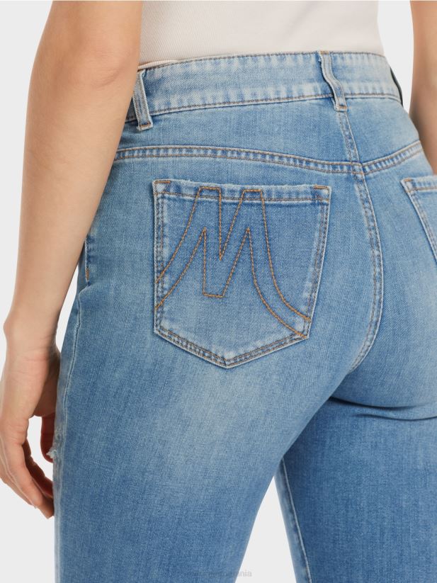 blugi silea cu cinci buzunare cu efecte uzate Marc Cain albastru vintage îmbrăcăminte 4826HH750