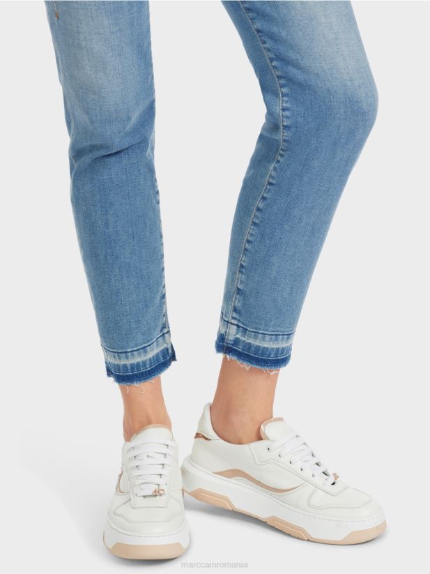 blugi silea cu cinci buzunare cu efecte uzate Marc Cain albastru vintage îmbrăcăminte 4826HH750