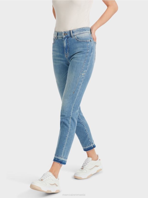 blugi silea cu cinci buzunare cu efecte uzate Marc Cain albastru vintage îmbrăcăminte 4826HH750