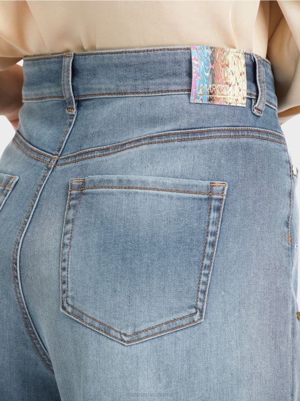 blugi warri brodați cu perle Marc Cain albastru vintage îmbrăcăminte 4826HH756