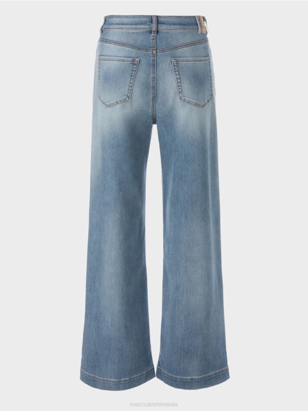 blugi warri brodați cu perle Marc Cain albastru vintage îmbrăcăminte 4826HH756