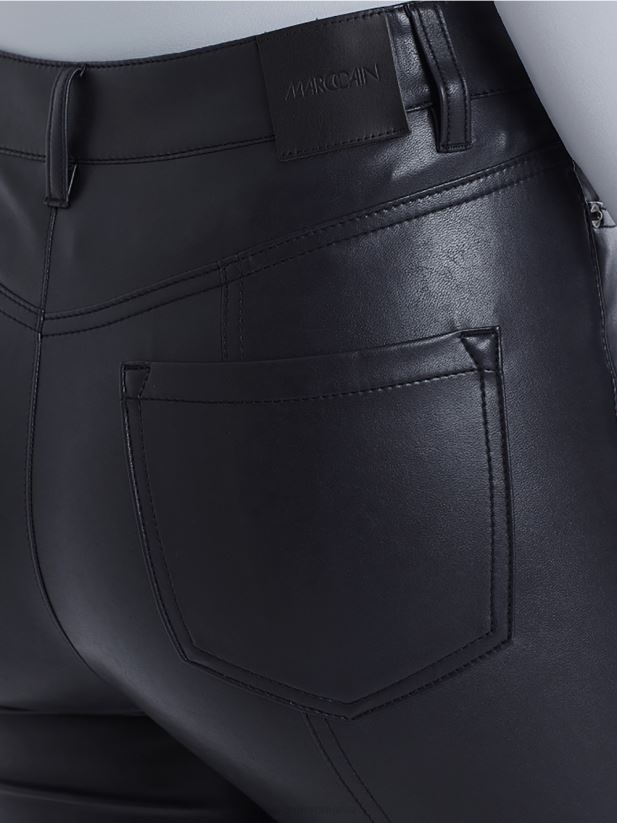 pantaloni cu canal de scurgere din imitație de piele Marc Cain albastru miezul nopții îmbrăcăminte 4826HH832