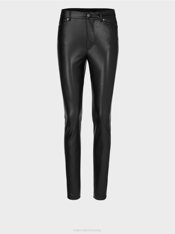 pantaloni cu canal de scurgere din imitație de piele Marc Cain negru îmbrăcăminte 4826HH831