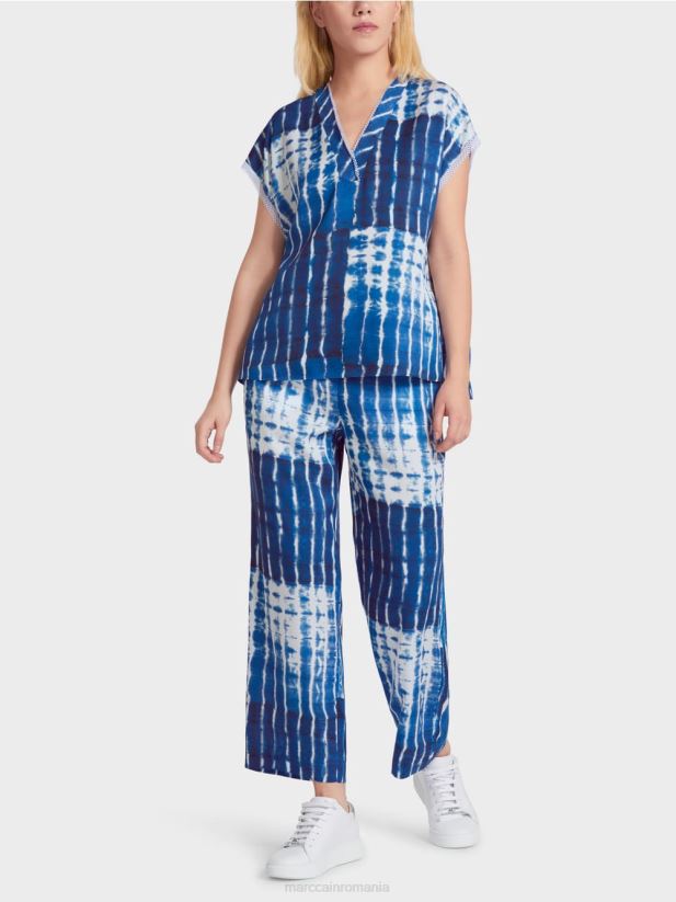 bluză batik cu design în dungi Marc Cain albastru miezul nopții îmbrăcăminte 4826HH921