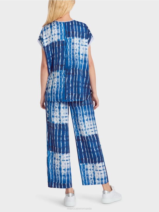 bluză batik cu design în dungi Marc Cain albastru miezul nopții îmbrăcăminte 4826HH921