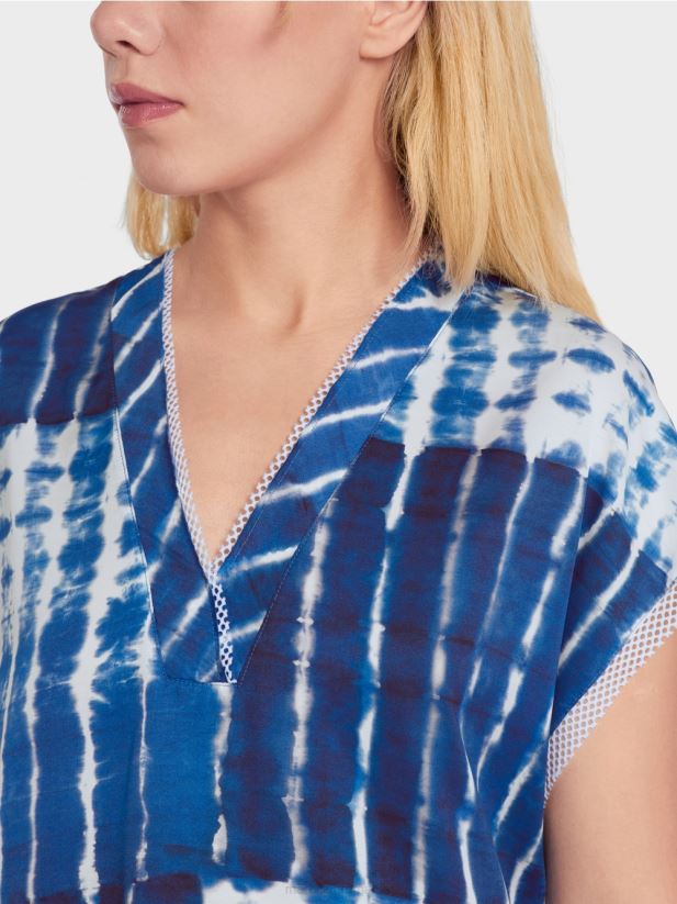 bluză batik cu design în dungi Marc Cain albastru miezul nopții îmbrăcăminte 4826HH921