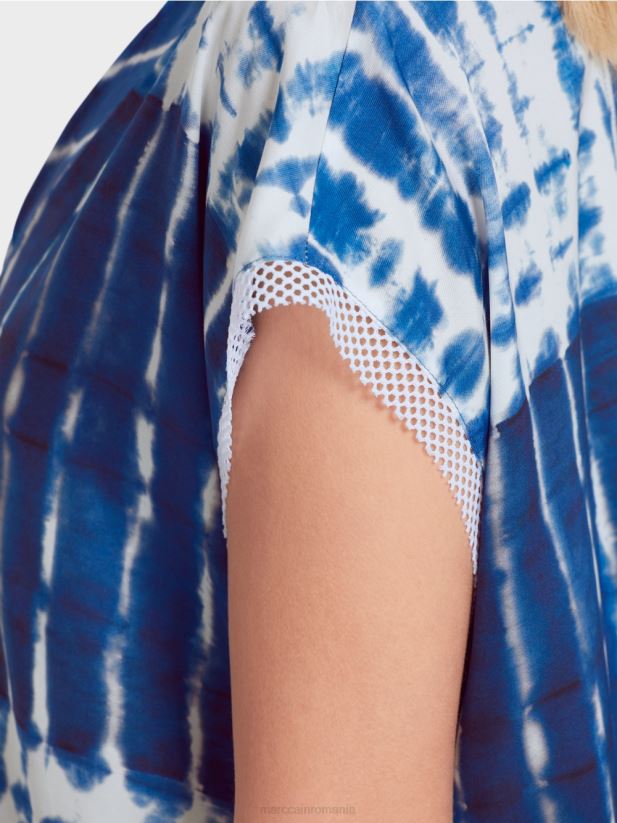 bluză batik cu design în dungi Marc Cain albastru miezul nopții îmbrăcăminte 4826HH921