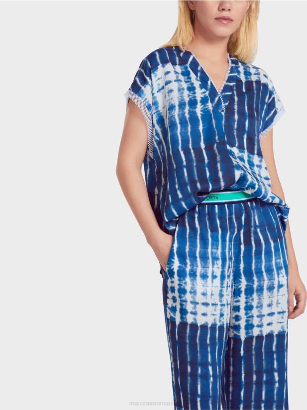bluză batik cu design în dungi Marc Cain albastru miezul nopții îmbrăcăminte 4826HH921