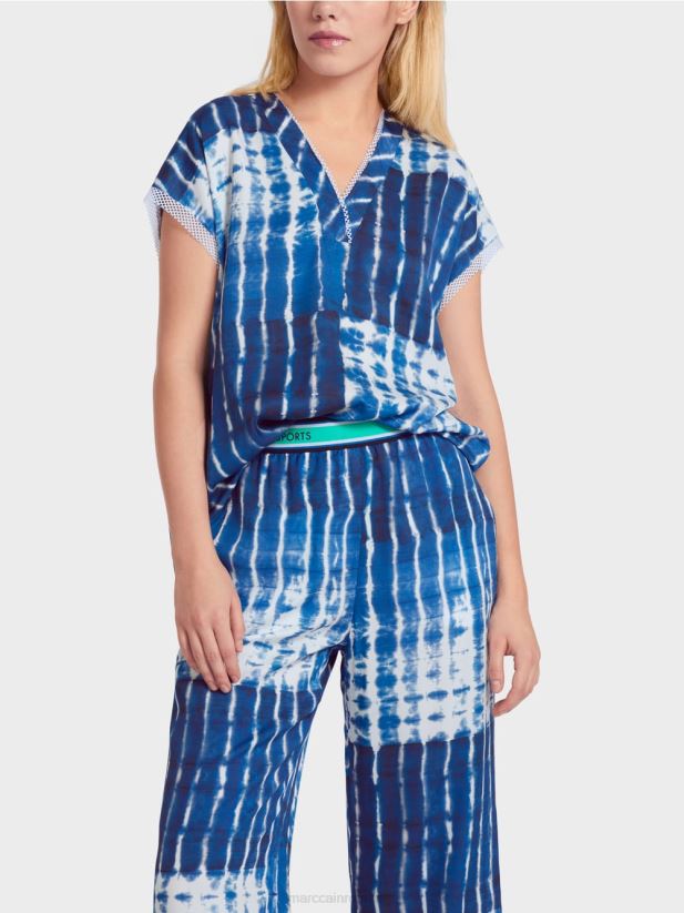 bluză batik cu design în dungi Marc Cain albastru miezul nopții îmbrăcăminte 4826HH921