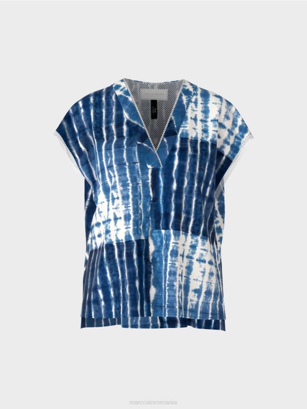 bluză batik cu design în dungi Marc Cain albastru miezul nopții îmbrăcăminte 4826HH921