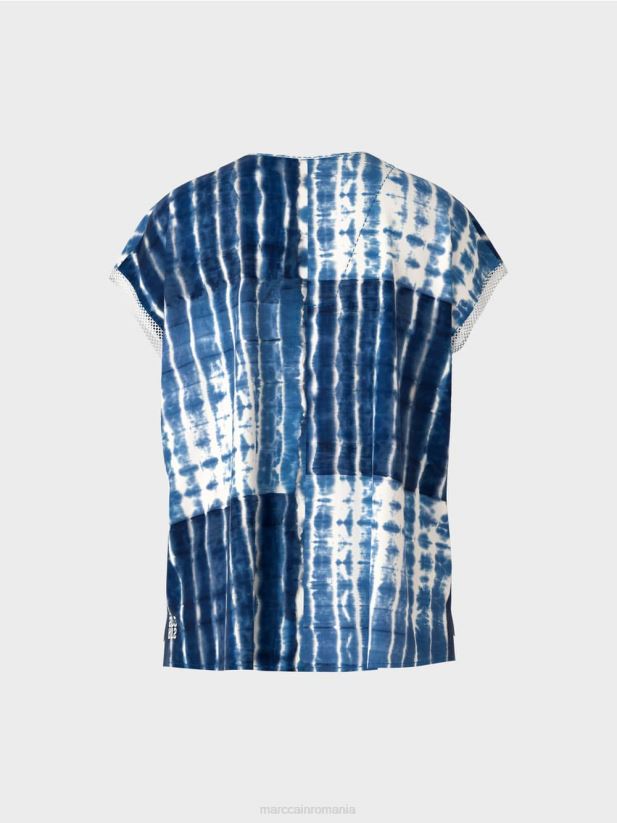 bluză batik cu design în dungi Marc Cain albastru miezul nopții îmbrăcăminte 4826HH921