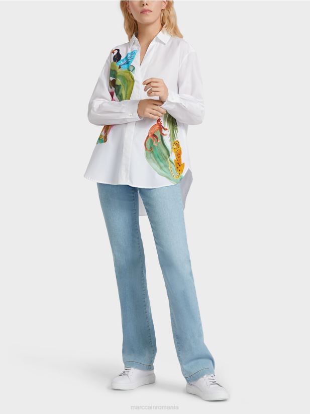 bluză cămașă cu imprimeu plasat Marc Cain alb îmbrăcăminte 4826HH925