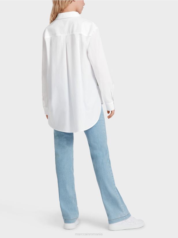 bluză cămașă cu imprimeu plasat Marc Cain alb îmbrăcăminte 4826HH925