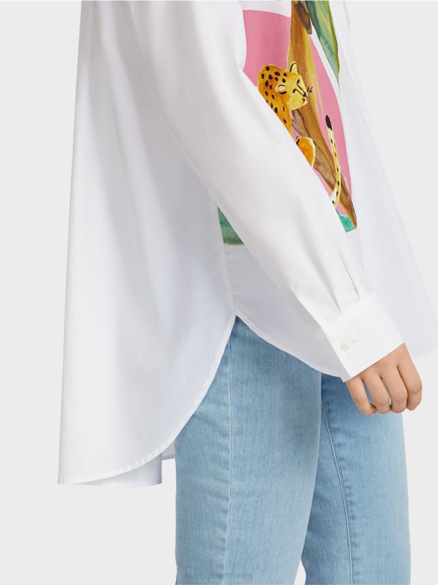 bluză cămașă cu imprimeu plasat Marc Cain alb îmbrăcăminte 4826HH925