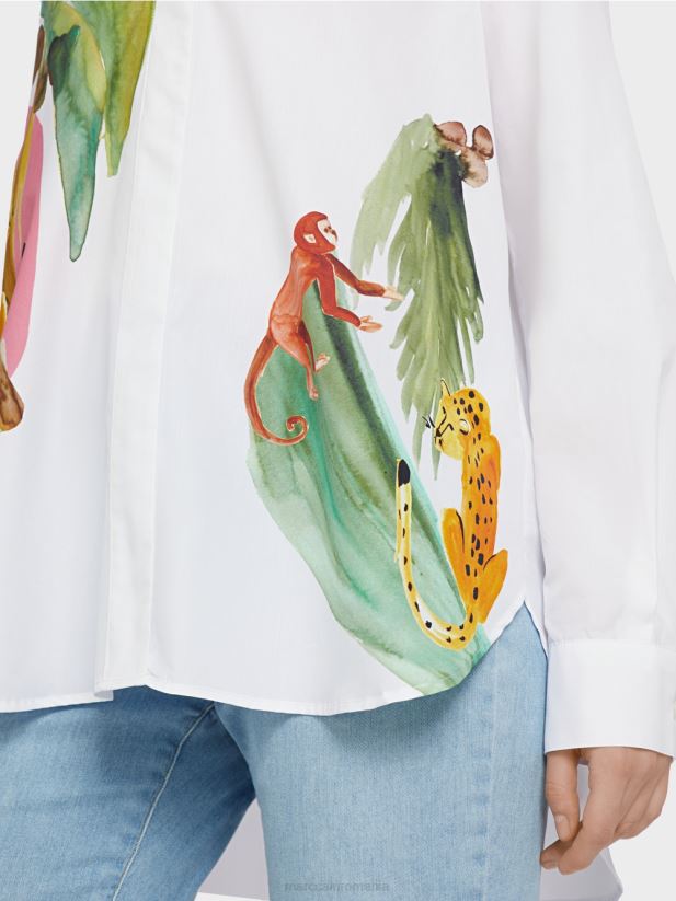 bluză cămașă cu imprimeu plasat Marc Cain alb îmbrăcăminte 4826HH925
