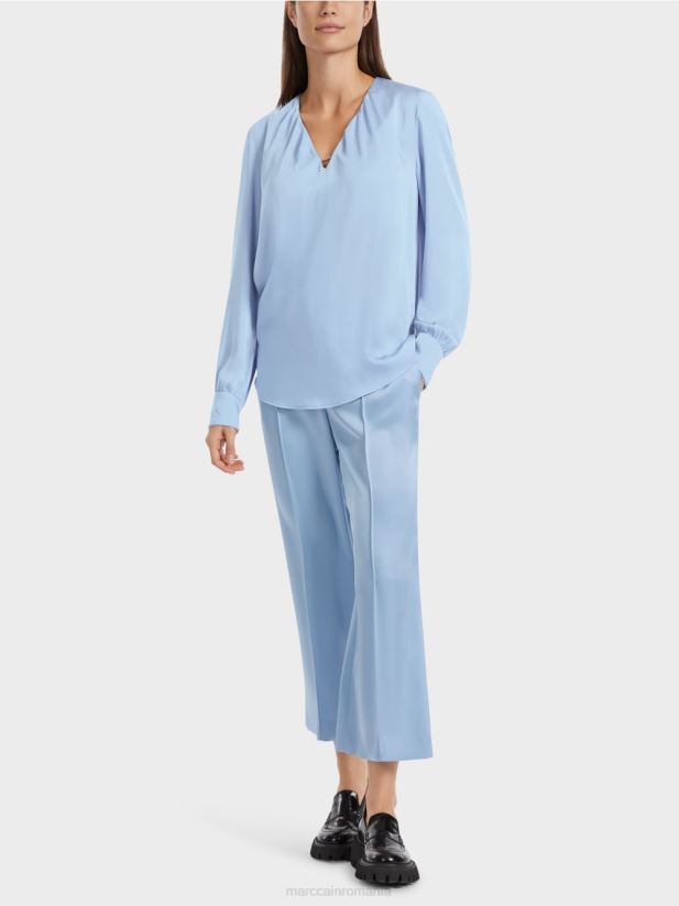 bluză casual cu decolteu în V Marc Cain cer întunecat de vară îmbrăcăminte 4826HH855