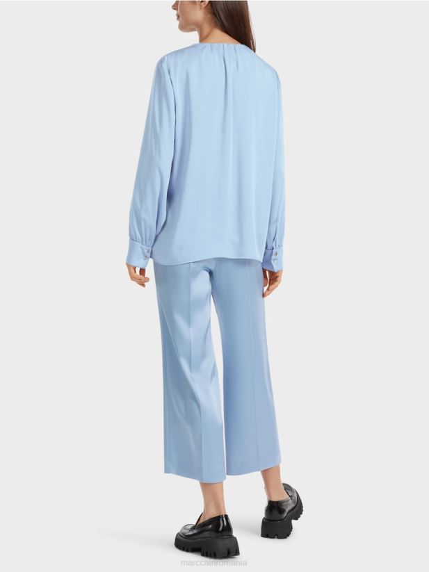 bluză casual cu decolteu în V Marc Cain cer întunecat de vară îmbrăcăminte 4826HH855