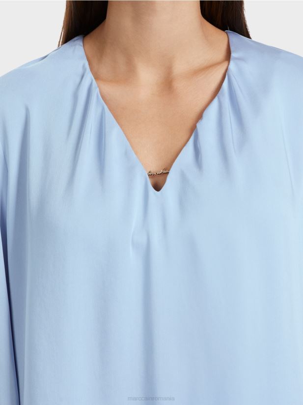 bluză casual cu decolteu în V Marc Cain cer întunecat de vară îmbrăcăminte 4826HH855