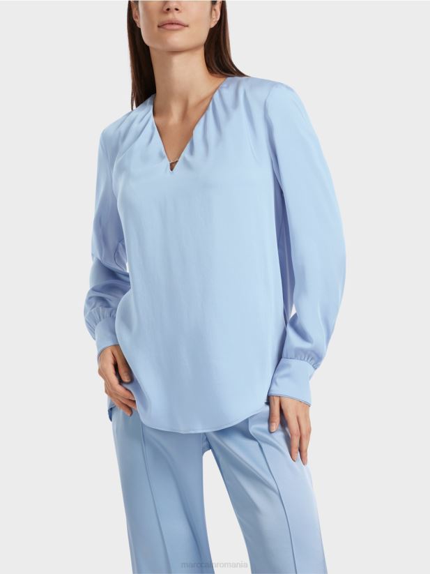 bluză casual cu decolteu în V Marc Cain cer întunecat de vară îmbrăcăminte 4826HH855
