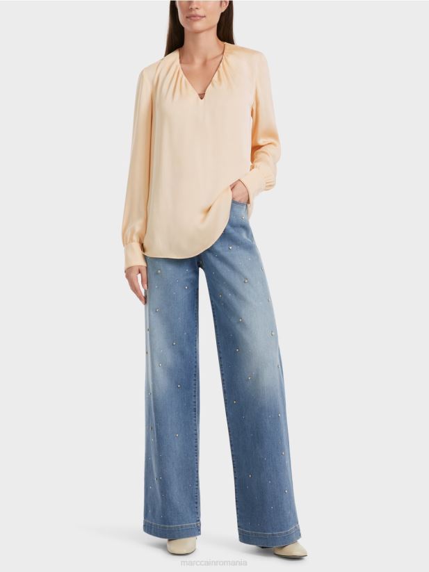 bluză casual cu decolteu în V Marc Cain crema inchisa îmbrăcăminte 4826HH854