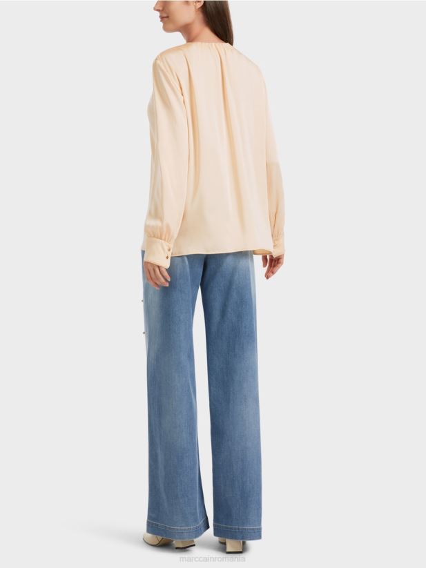 bluză casual cu decolteu în V Marc Cain crema inchisa îmbrăcăminte 4826HH854