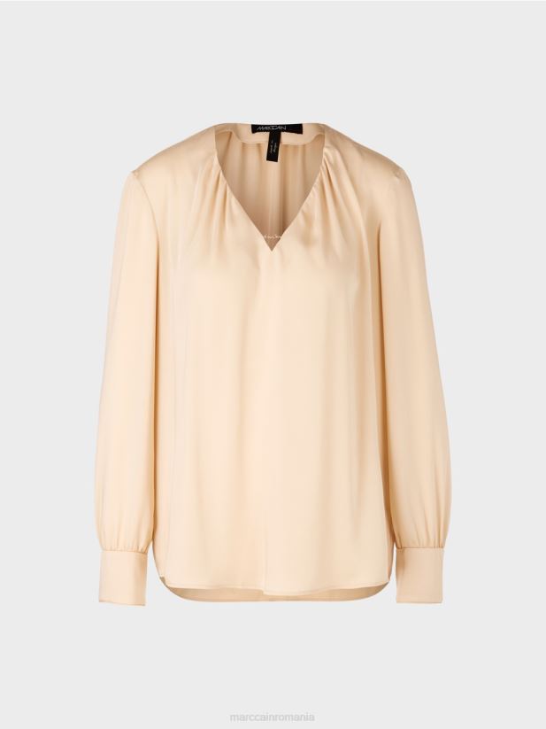 bluză casual cu decolteu în V Marc Cain crema inchisa îmbrăcăminte 4826HH854