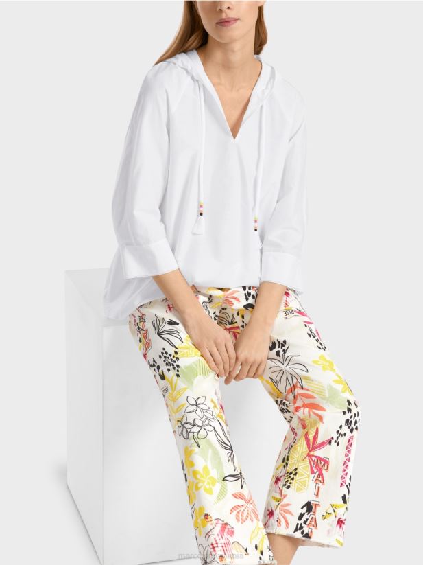 bluză casual cu mătase elegantă Marc Cain alb îmbrăcăminte 4826HH933