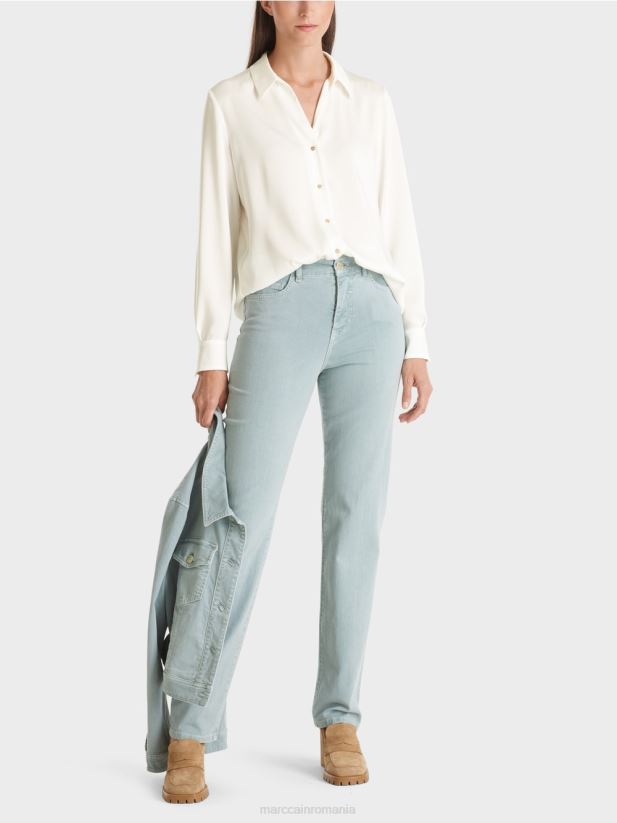 bluză clasică cămașă cu decolteu în V Marc Cain aproape alb îmbrăcăminte 4826HH884