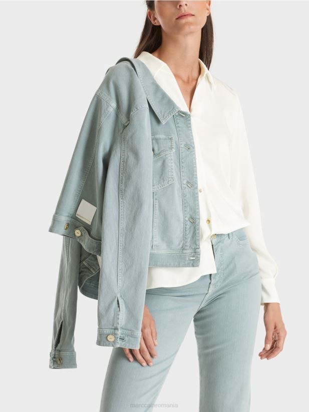 bluză clasică cămașă cu decolteu în V Marc Cain aproape alb îmbrăcăminte 4826HH884