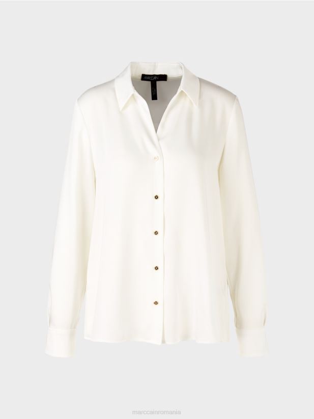 bluză clasică cămașă cu decolteu în V Marc Cain aproape alb îmbrăcăminte 4826HH884