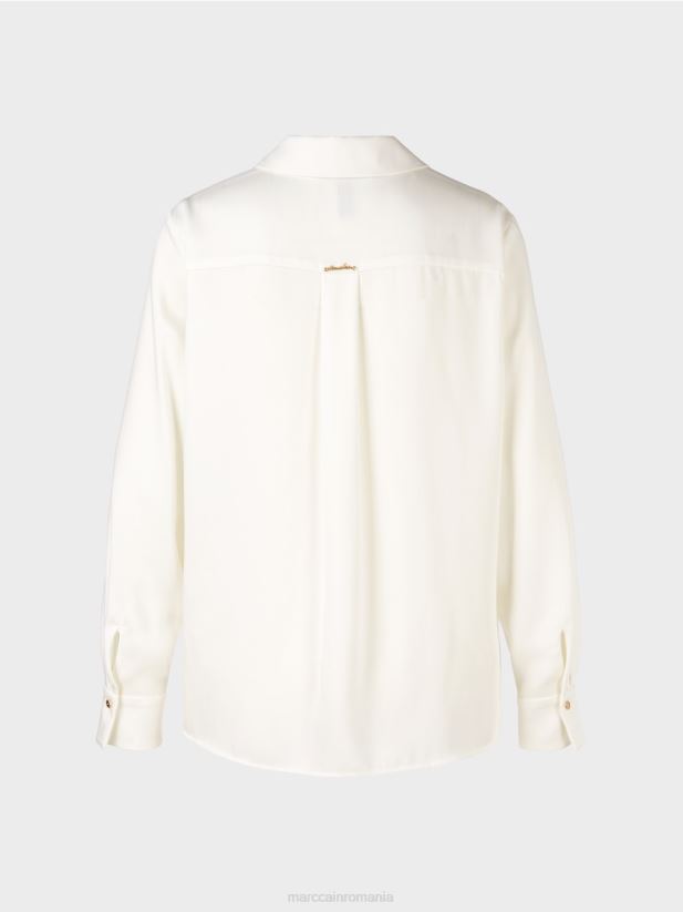 bluză clasică cămașă cu decolteu în V Marc Cain aproape alb îmbrăcăminte 4826HH884