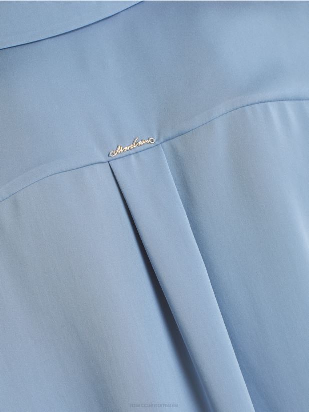 bluză clasică cămașă cu decolteu în V Marc Cain cer întunecat de vară îmbrăcăminte 4826HH859