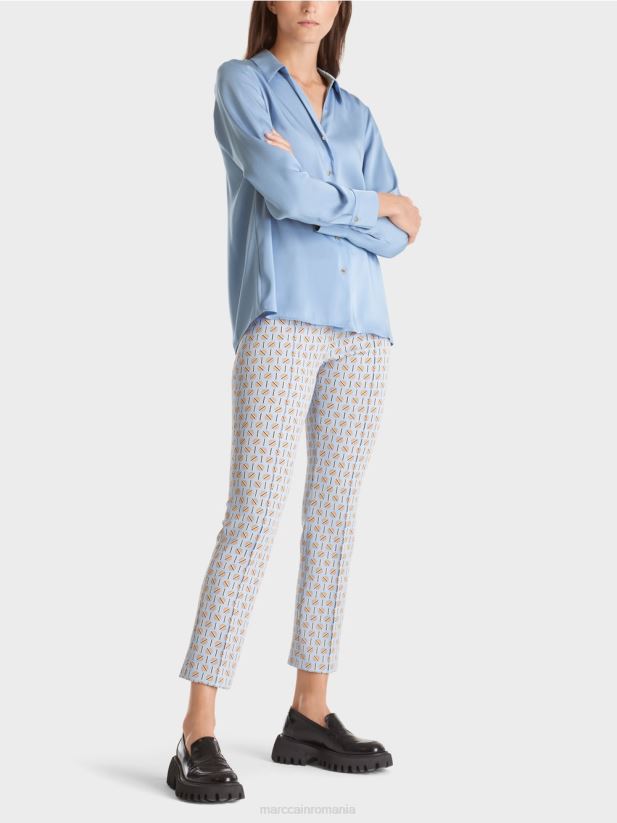 bluză clasică cămașă cu decolteu în V Marc Cain cer întunecat de vară îmbrăcăminte 4826HH859