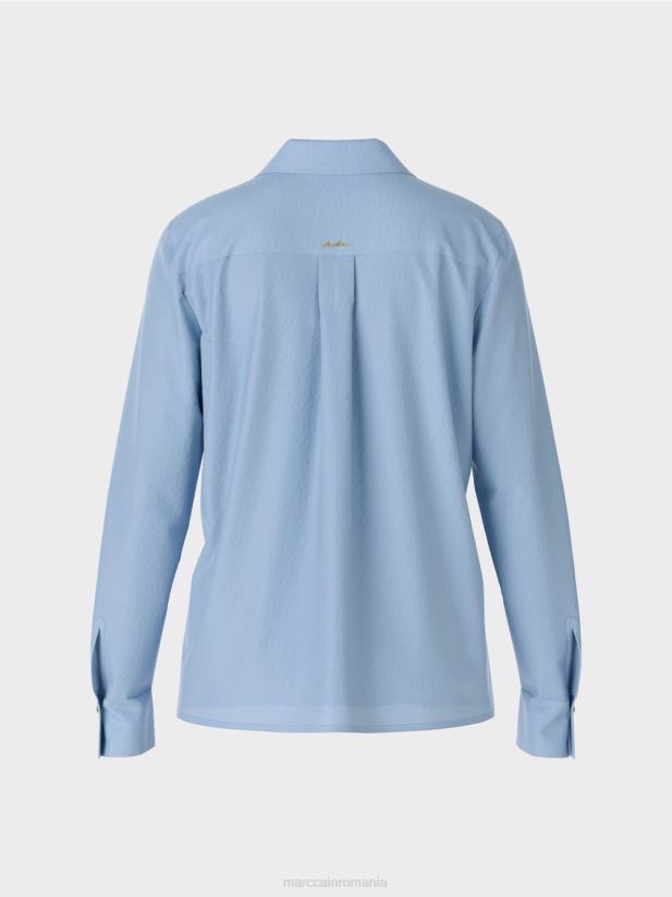 bluză clasică cămașă cu decolteu în V Marc Cain cer întunecat de vară îmbrăcăminte 4826HH859