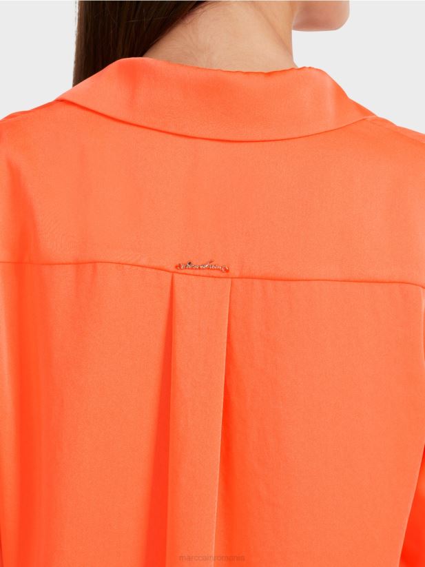 bluză clasică cămașă cu decolteu în V Marc Cain coral strălucitor îmbrăcăminte 4826HH861