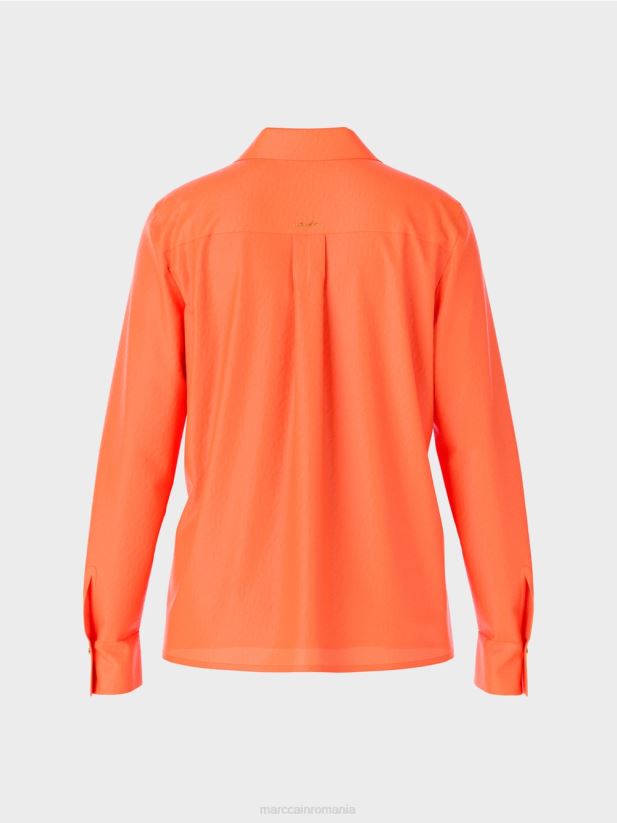 bluză clasică cămașă cu decolteu în V Marc Cain coral strălucitor îmbrăcăminte 4826HH861