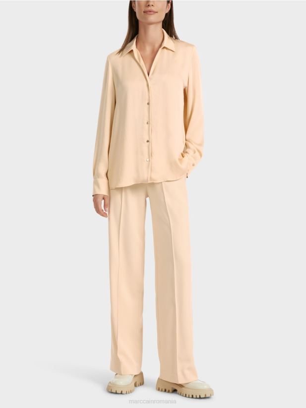 bluză clasică cămașă cu decolteu în V Marc Cain crema inchisa îmbrăcăminte 4826HH856