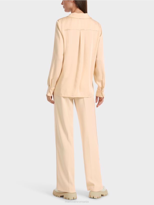 bluză clasică cămașă cu decolteu în V Marc Cain crema inchisa îmbrăcăminte 4826HH856