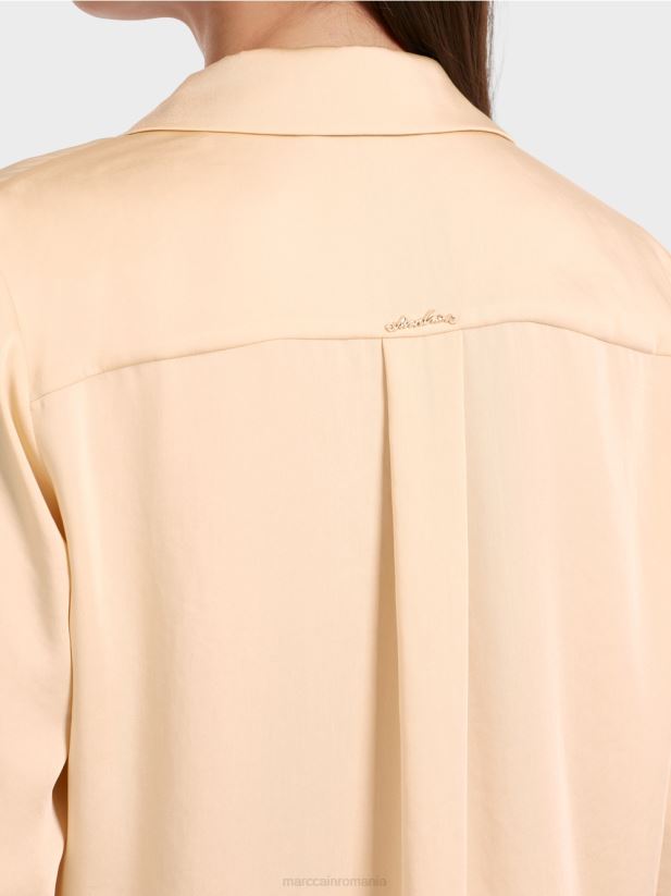 bluză clasică cămașă cu decolteu în V Marc Cain crema inchisa îmbrăcăminte 4826HH856