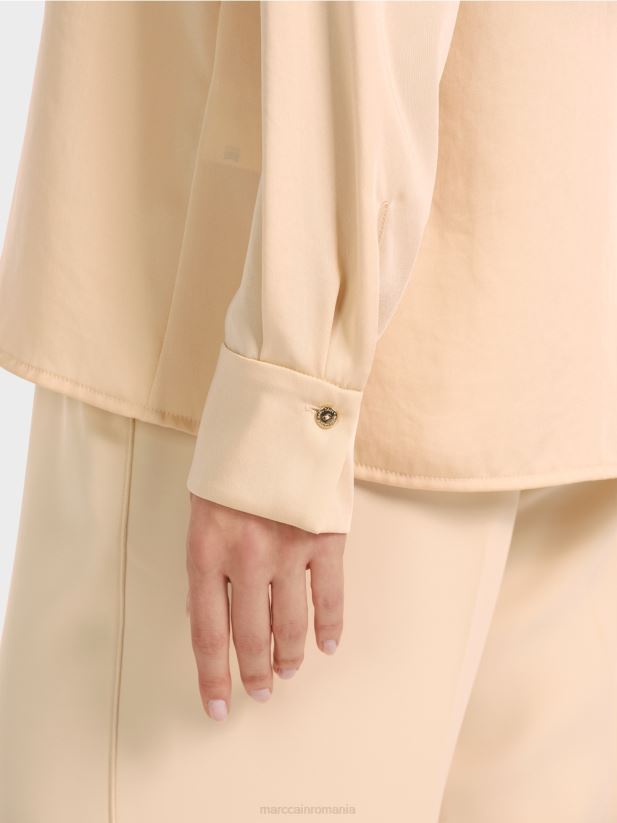 bluză clasică cămașă cu decolteu în V Marc Cain crema inchisa îmbrăcăminte 4826HH856