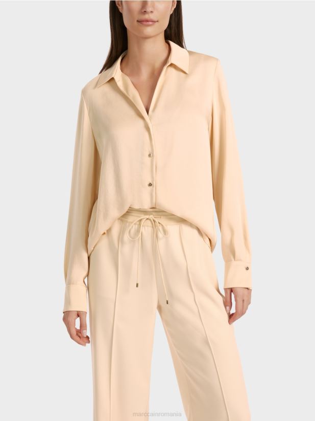 bluză clasică cămașă cu decolteu în V Marc Cain crema inchisa îmbrăcăminte 4826HH856